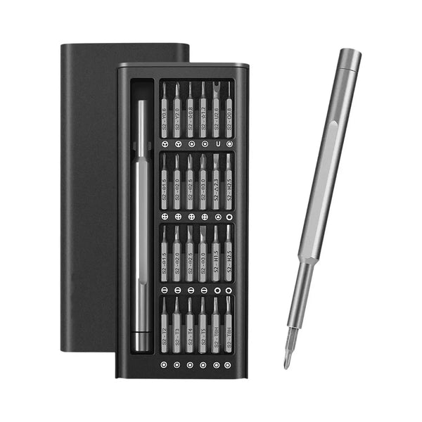 Kit Jogo Ferramenta Chave Magnética Precisão 24 Peças + Caneta de liga de alumínio com Caixa Organizadora Preta