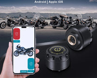 Sistema de monitoramento de pressão TPMS Bluetooth 5.0 de pneus de motocicleta para iOS e Android