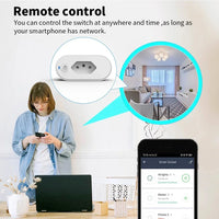 Tomada inteligente com controle remoto, automação residencial, plugue Wi-Fi Tuya, padrão Brasil, aplicativo Smartlife, compatível com Google Home e Alexa, 16A