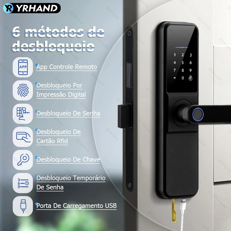Fechadura eletrônica digital inteligente com cartão IC de impressão digital à prova d'água para casa