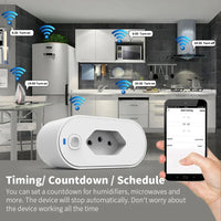 Tomada inteligente com controle remoto, automação residencial, plugue Wi-Fi Tuya, padrão Brasil, aplicativo Smartlife, compatível com Google Home e Alexa, 16A